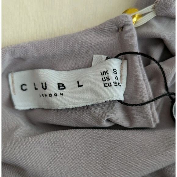 NWT Club L London My World Maternity Shoot Jumpsuit Taupe V Neck Long US 4 UK 8 - Picture 5 of 9